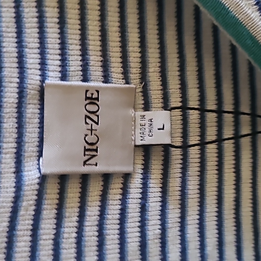 NEW NIC+ZOE Leaving Lines Sweater, Blue Multi, Sz L - Picture 5 of 7